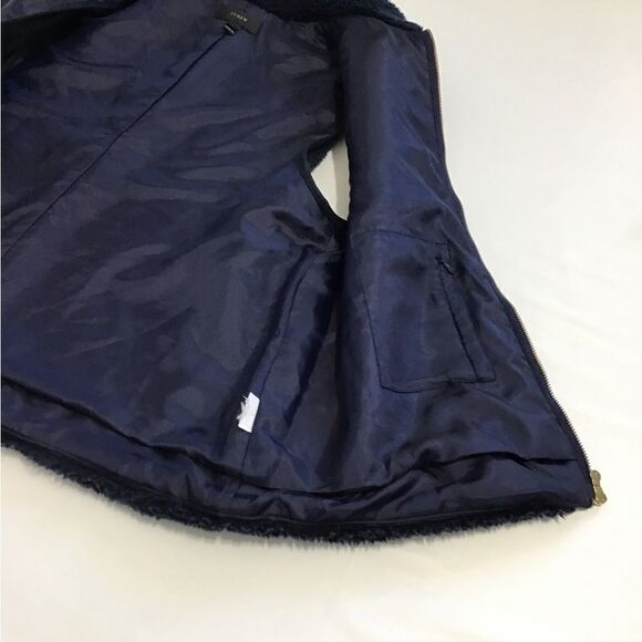 J. Crew Black Faux Fur Zip Vest Size Large - Picture 9 of 11